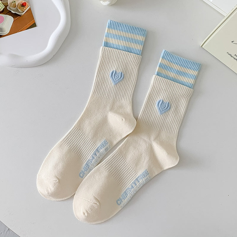 Women's Patchwork Striped Printed Mid Length Socks
