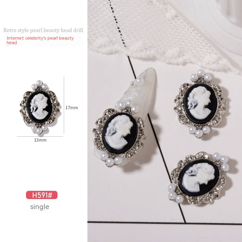 Baroque Retro Beauty Head Nail Accessories