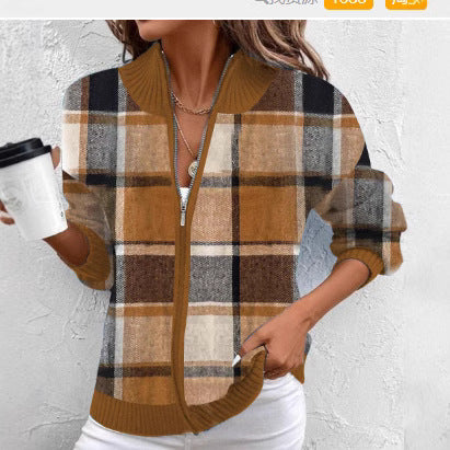 Women's Large Checks Style Women's Woolen Jacket Plaid Autumn And Winter New