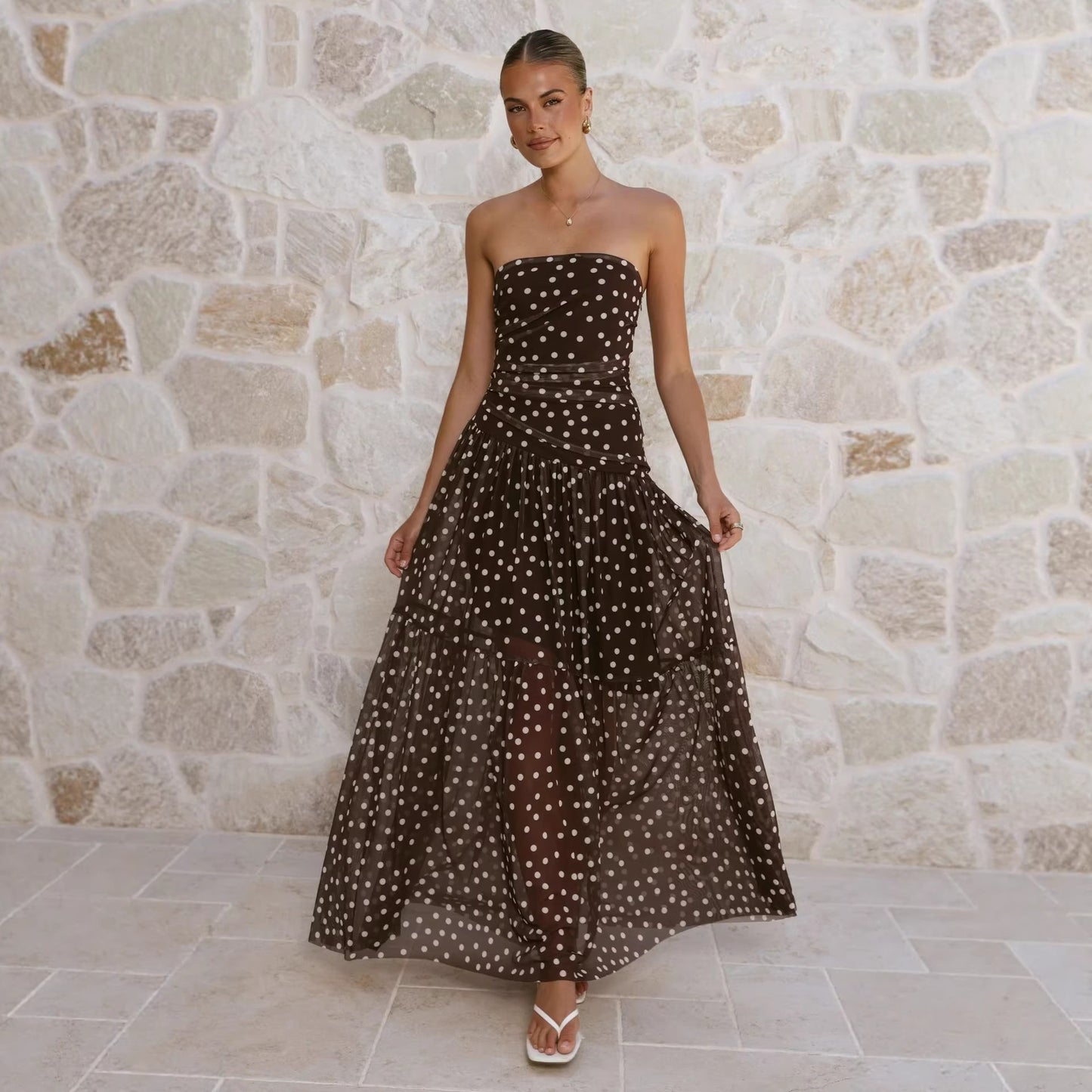 Fashionable Mesh Long Dress For Women