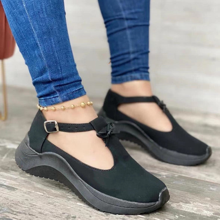Women's Fashion Casual One Word Buckle Single Shoes