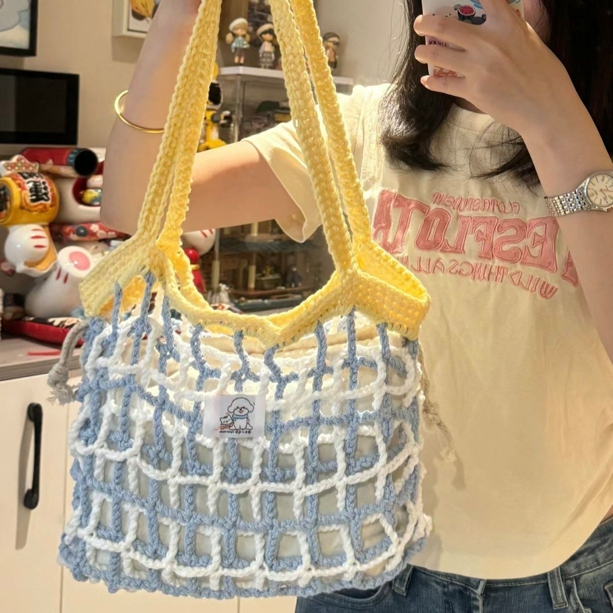 Finished Summer Floral Woven Bag By Hand