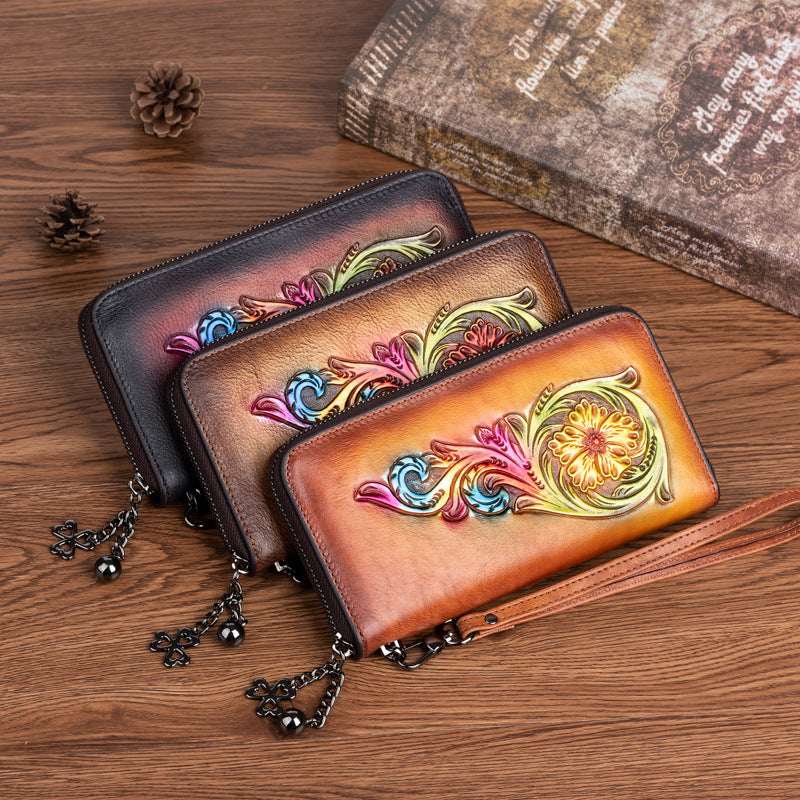 New Top Layer Cowhide Mid-length Women's Handbag