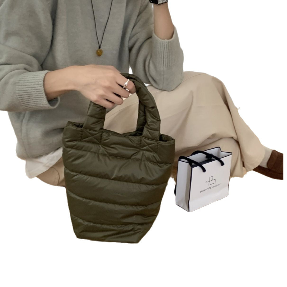 Autumn And Winter Cotton Filling Soft Handbag