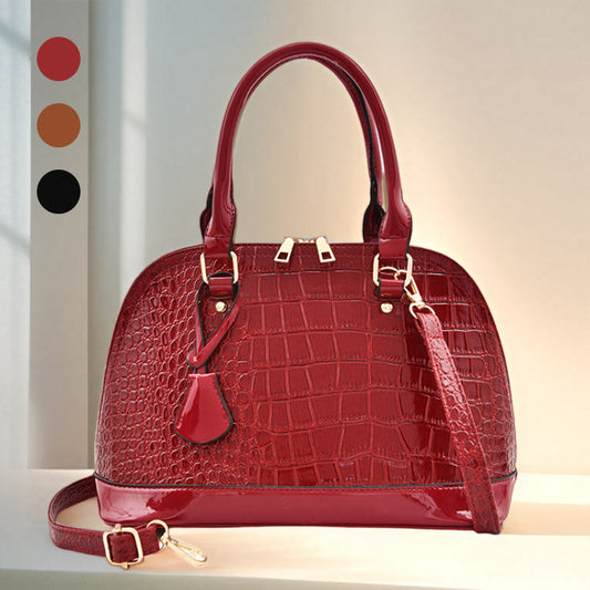 Stor skinnende skuldertaske/crossbody
