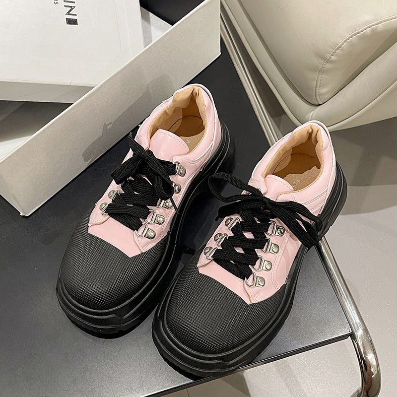 Platform Leather Shoes Female British Style