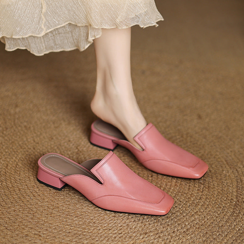 Flat, Outerwear-friendly 3cm-heeled Mule Shoes With A Chic Square Toe