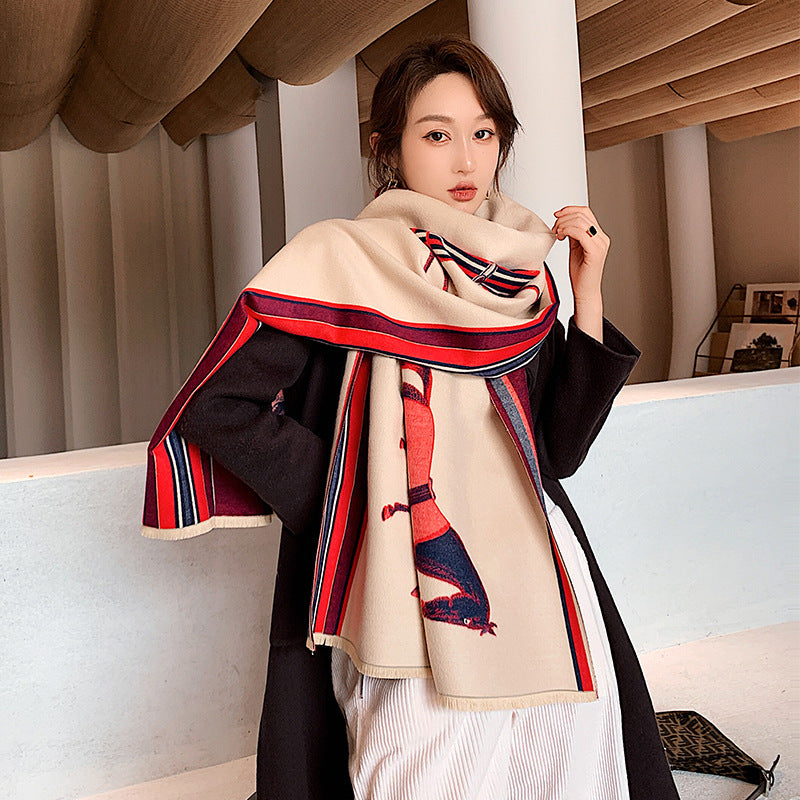 Fashion embroidered warm scarf