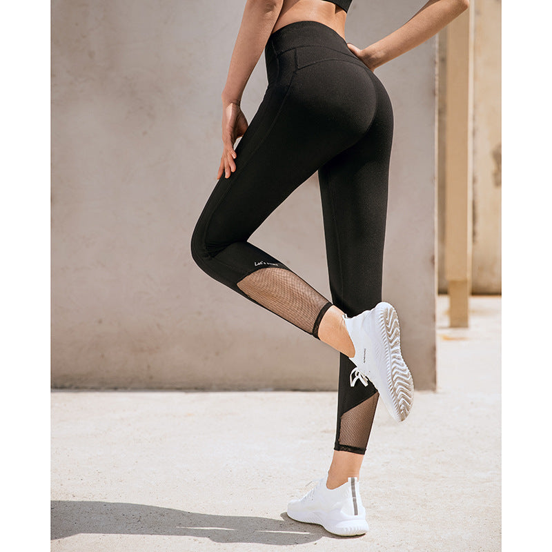 Mesh stitching breathable cropped pants
