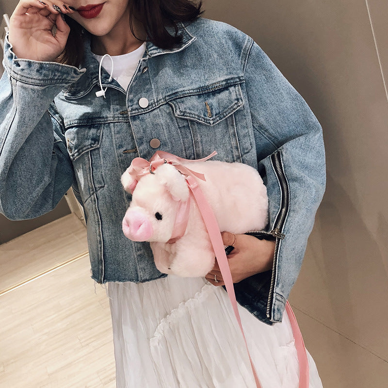 Japansk Piggy Plys Dametaske med Stor Kapacitet