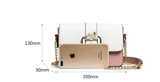 Chain small square bag diamond lock handbag