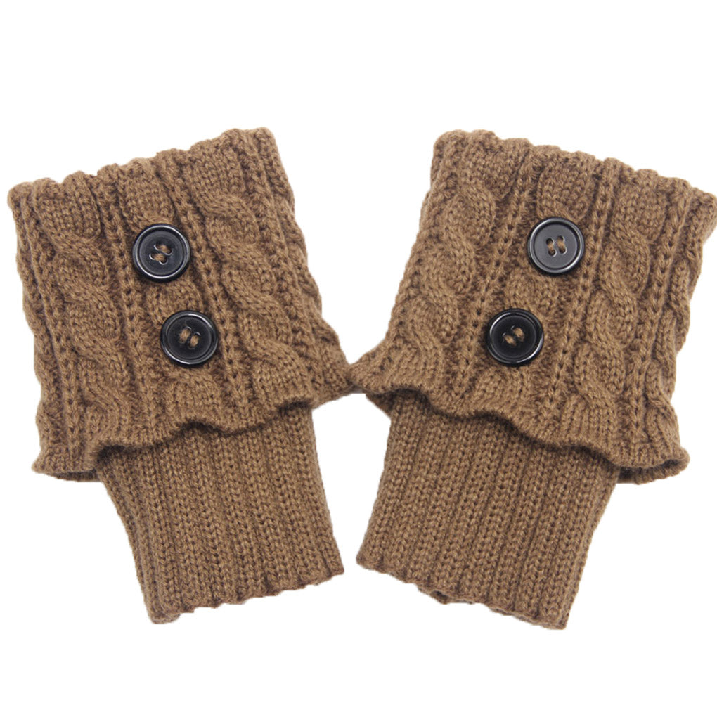 Women's Knitted Wool Short Twist Flap Button Ankle Cover