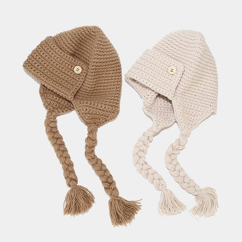 Versatile Fashion Braided Baotou Wool Warm Hat Children