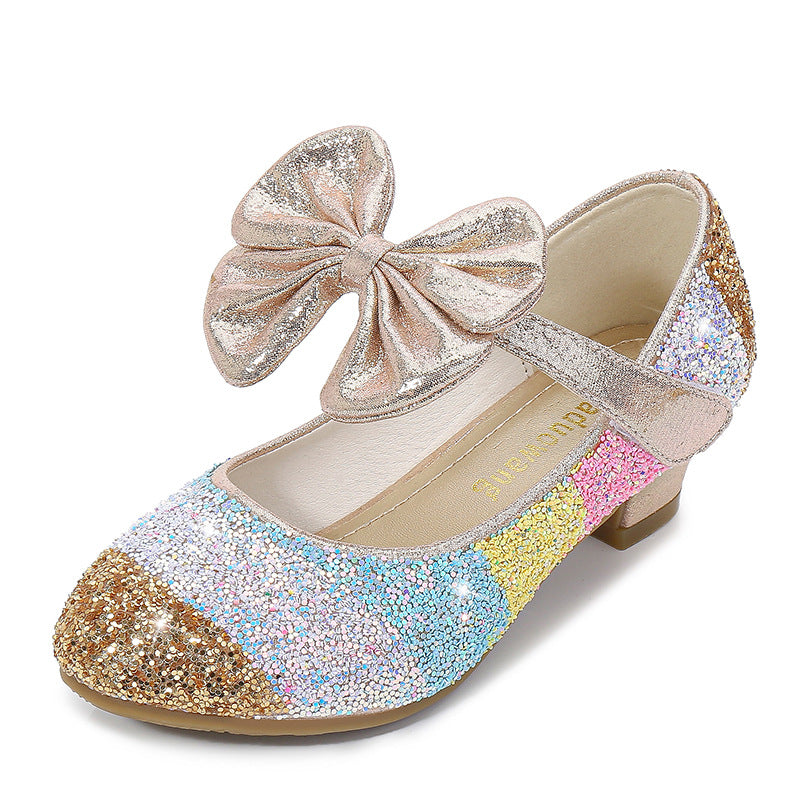 Spring Round Toe Soft Sole High Heel Princess Crystal Shoes