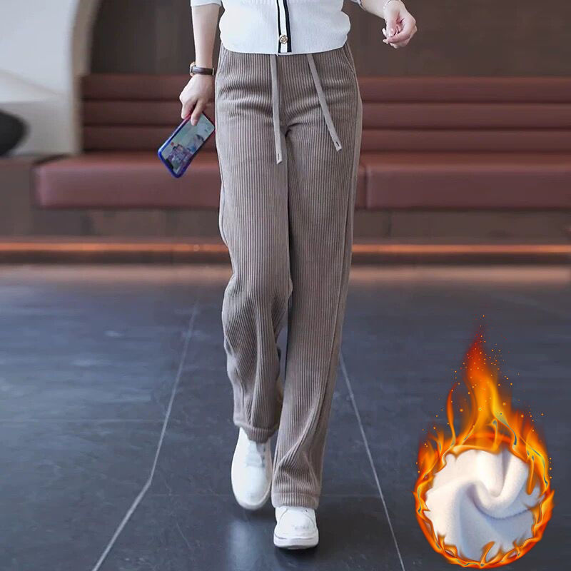 Women's Wide-leg Pants Autumn And Winter New High Waist Drooping Straight Thickening Pants