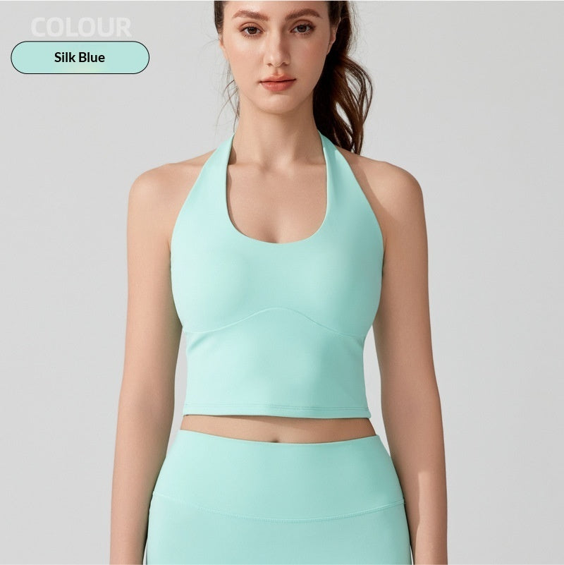 Sports Bra With A Halterneck Design Seamless Yoga Wear