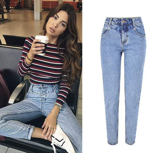 High-rise slim straight-leg washed jeans