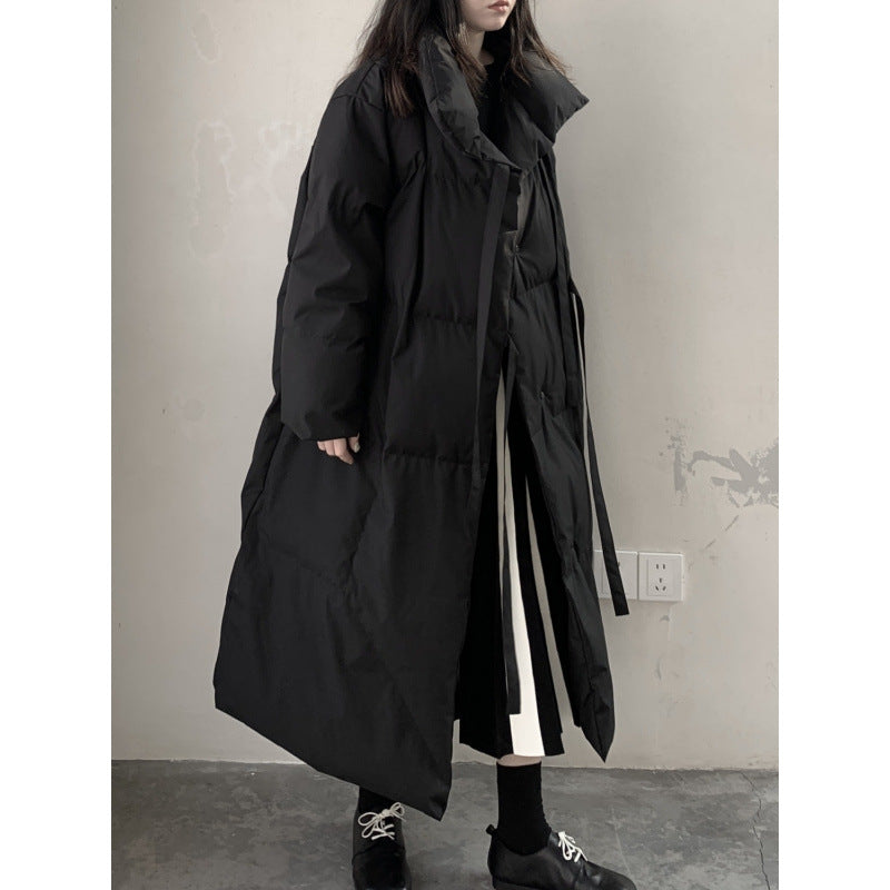 Down Cotton-padded Coat Dark Loose Lovers Three-quarter Length Women