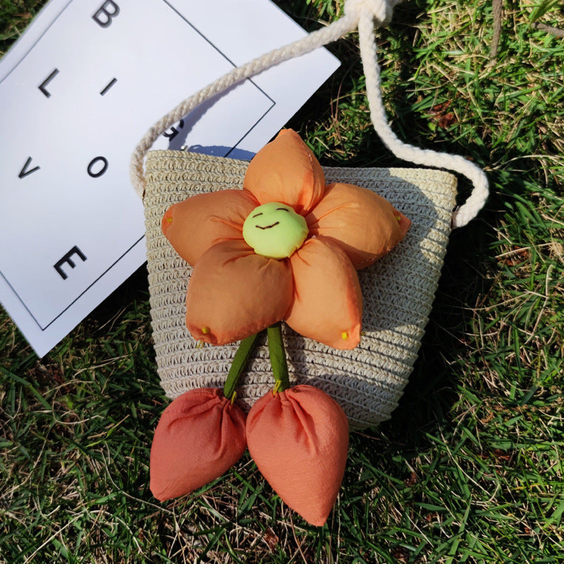 Grass Woven Bag For Children's Cute Crossbody