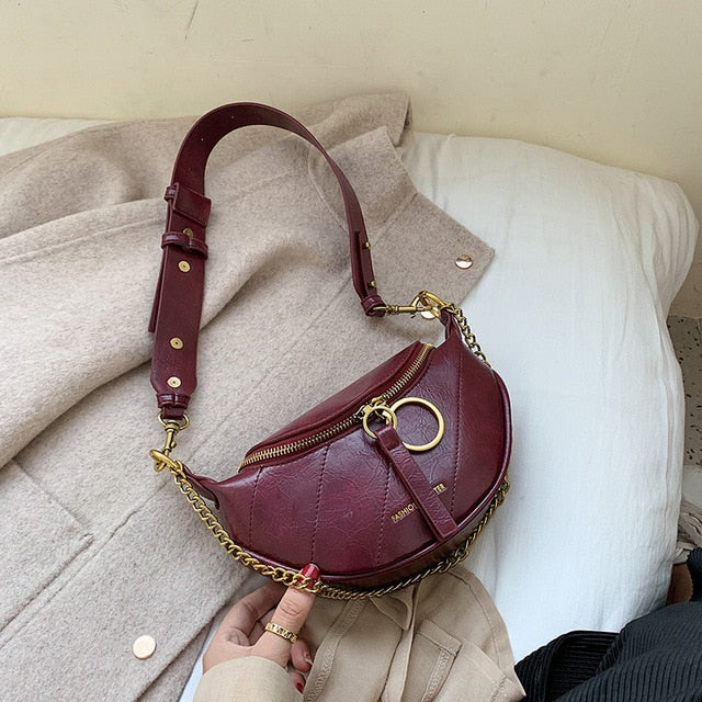 Women's Vintage Textured Leather Shoulder Bag