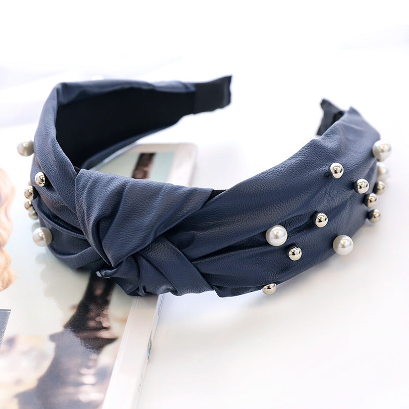 Fashion Leather Beaded Pearl Headband