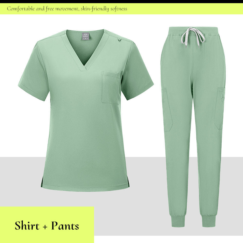 V-neck Medical Scrub Top And Pant Set