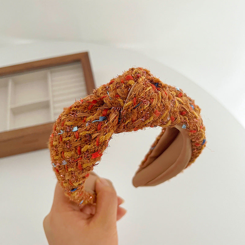 Classic Style Dark Coffee Wool Knot In The Middle Headband