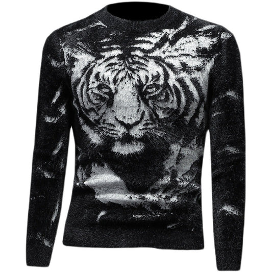 Ny Dominerende Mønster Jacquard Tyk Minkuld Varm Sweater