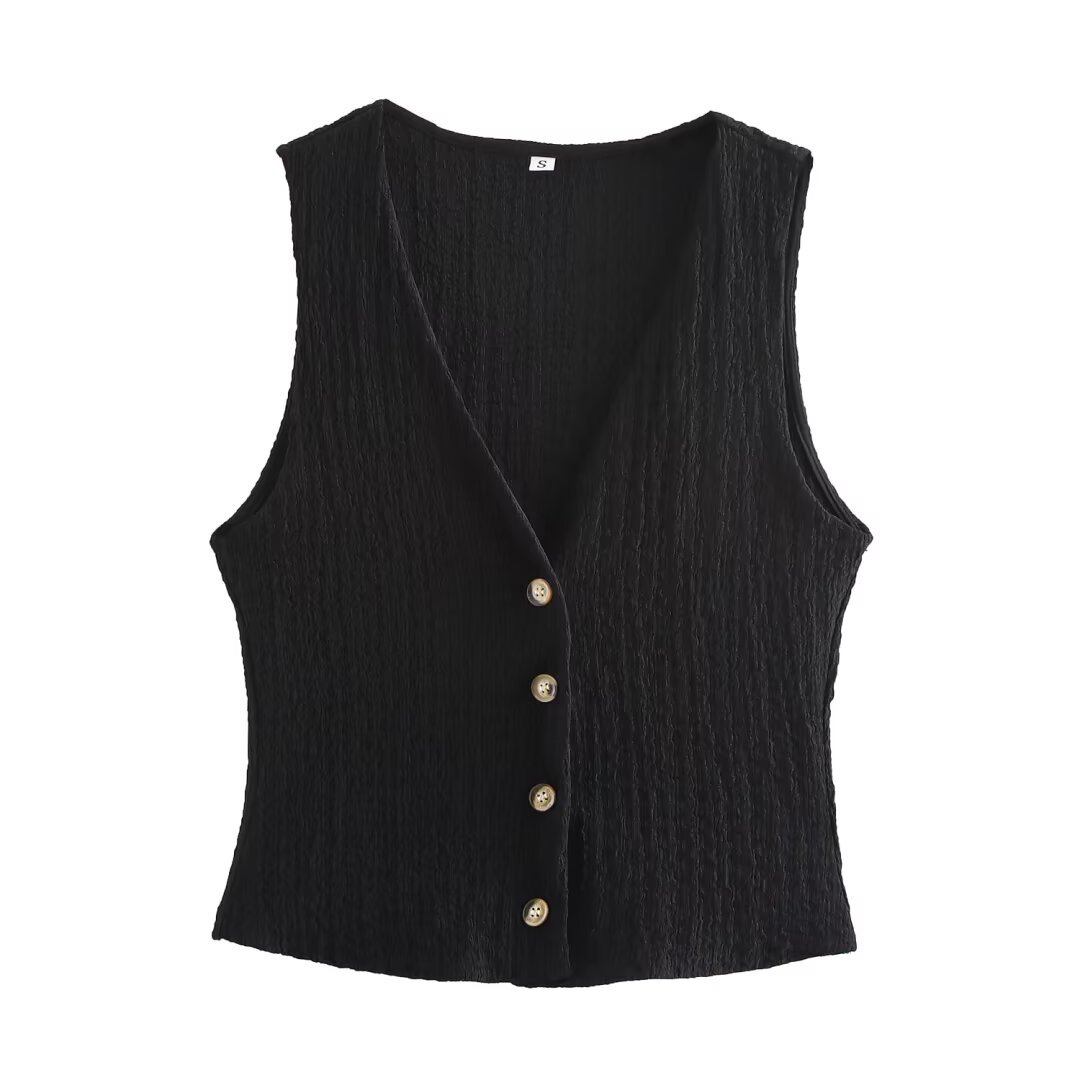 Texture Vest Top Texture Straight-leg Pants Suit