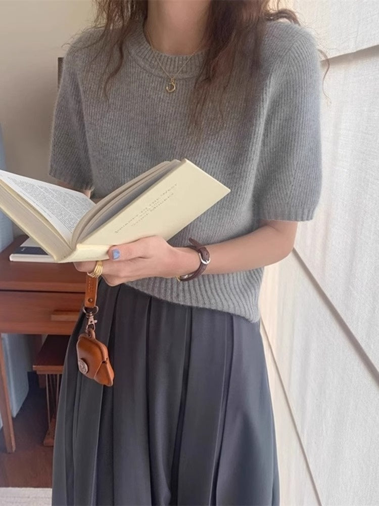 Soft Glutinous Inner Wear Sweater Puff Sleeve Short