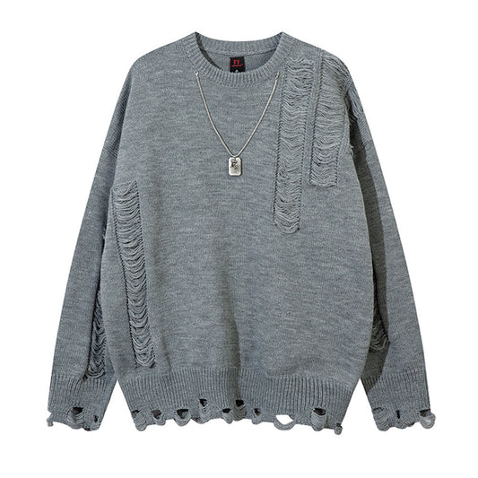 Necklace Sweater Men's Irregular Ripped Crocheted