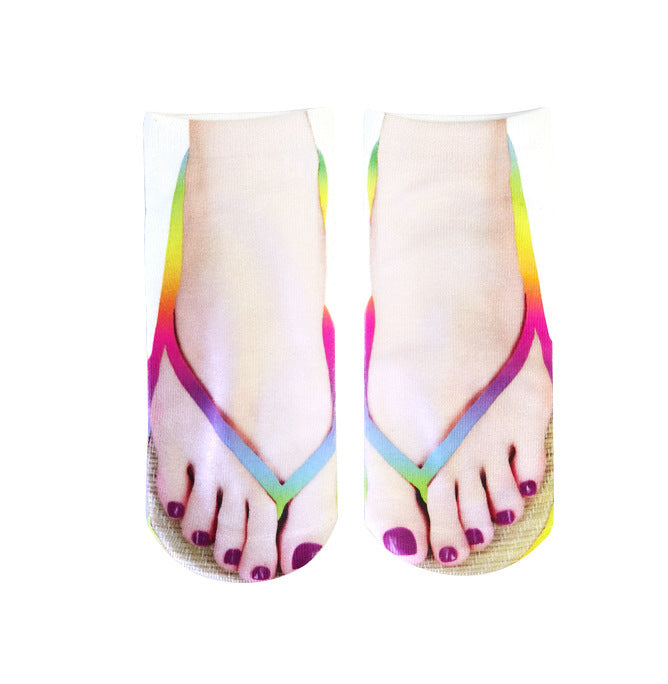 Women's Fashion Personality Flip-flops Nail Printing Socks