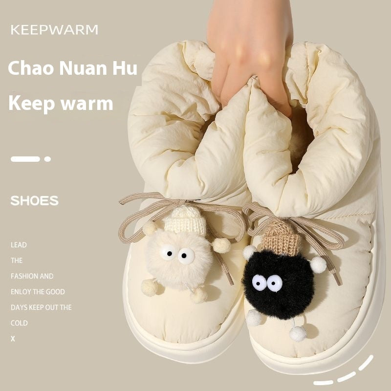Down High Cotton-padded Shoes Women's Outer Velvet Thermal And Thickening