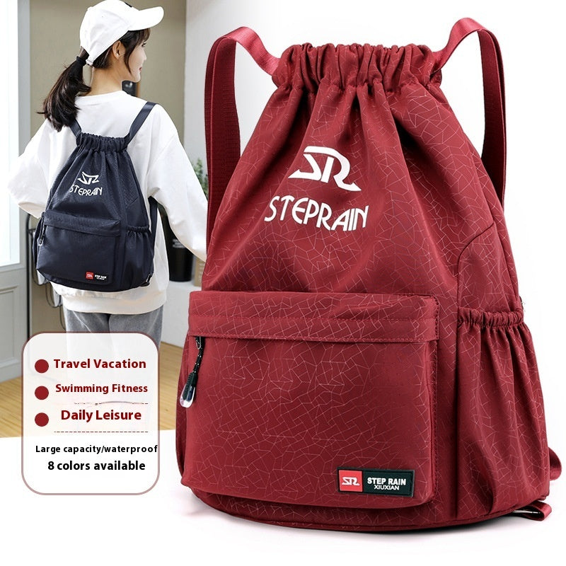 Drawstring Solid Color Simple Drawstring Lightweight Double-shoulder Backpack