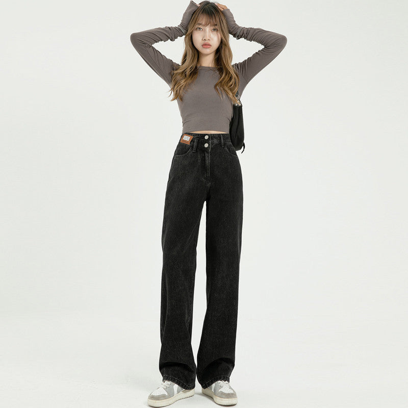 Retro Women's New Straight High Waist Wide Leg Jeans