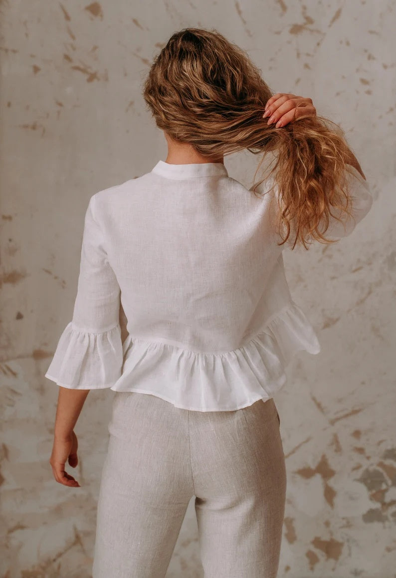 Elegant And Stylish Solid-color Single-breasted Topshirt