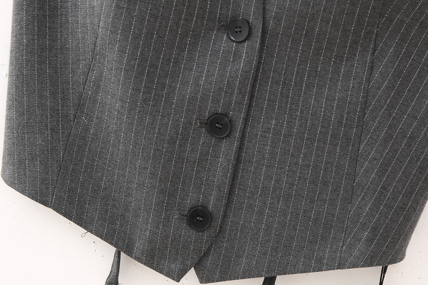 Women's V-neck Backless Pinstripe Vest