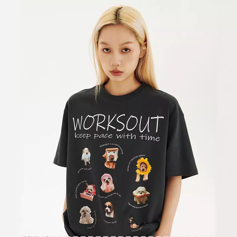Pet Puppy Printed Short Sleeve Retro T-shirt