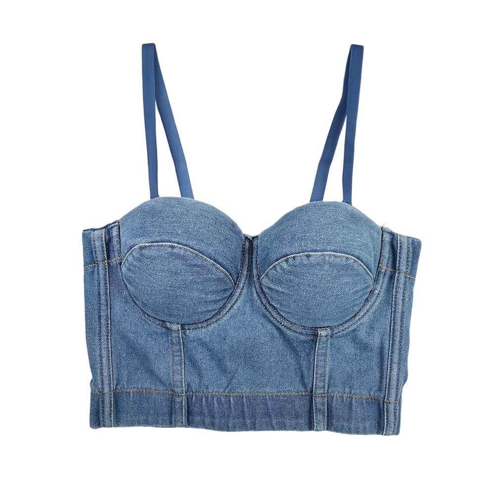 Women's Fashionable All-matching Denim Camisole Top