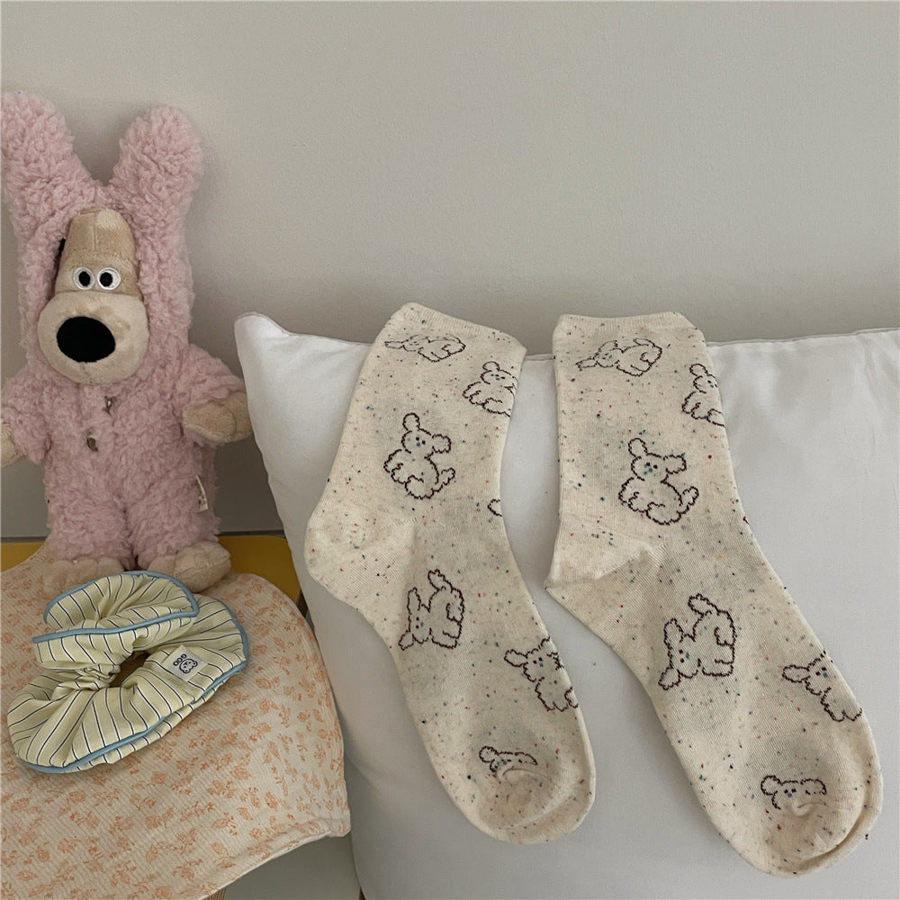 Cloud Dog Cute Girls Mid-calf Length Socks