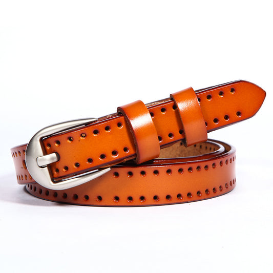 Hollow leather belt
