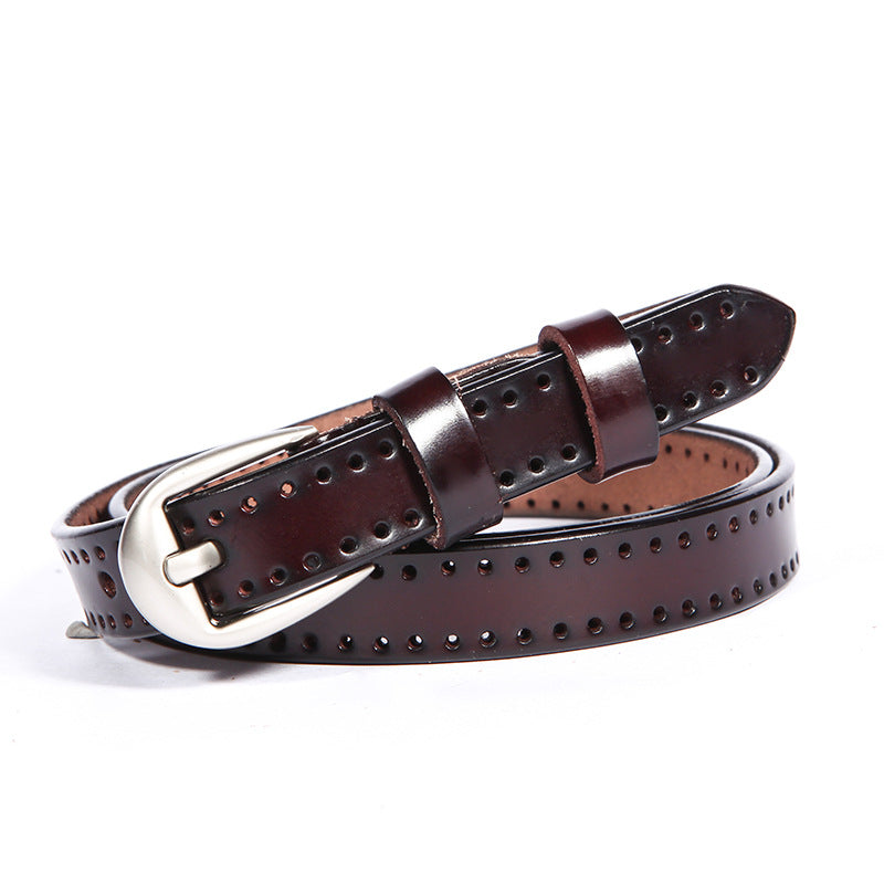 Hollow leather belt