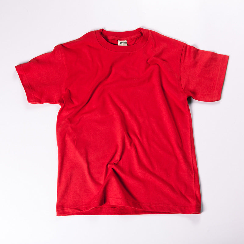 Ensfarvede T-shirts med korte ærmer til mænd og kvinder i bomuld