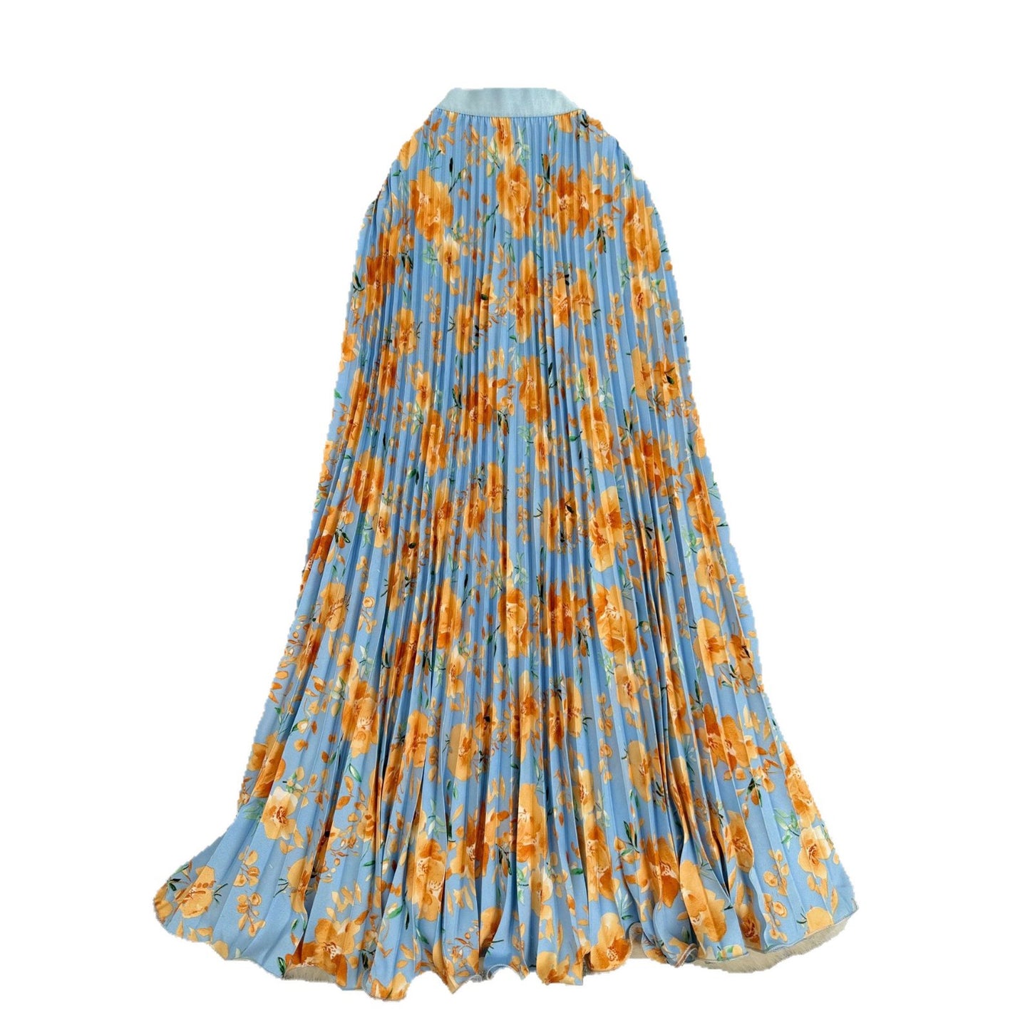 Printed Pleated Skirt For Workwear Versatile And High-waisted