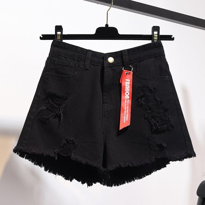 Women's raw hem denim shorts