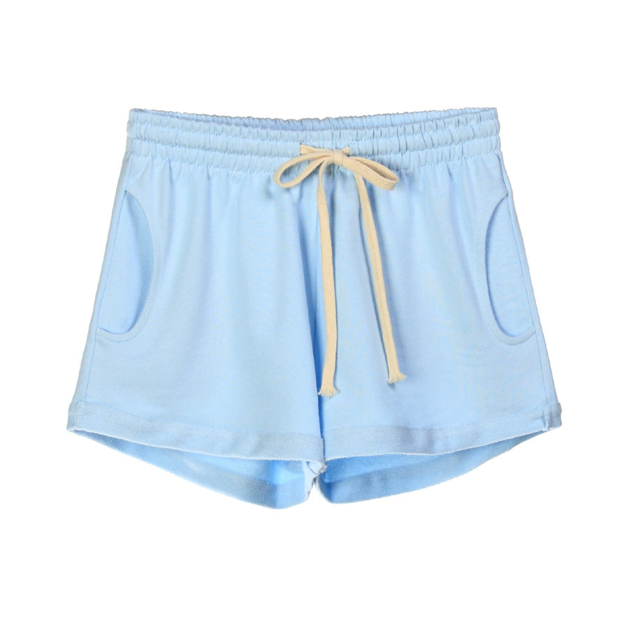 Women's curled sports yoga cotton cuffed shorts
