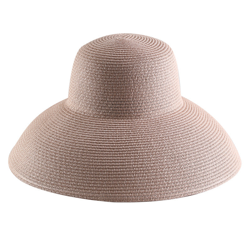 Big Brim Straw Hat On The Beach With Sun Protection And Sunshade