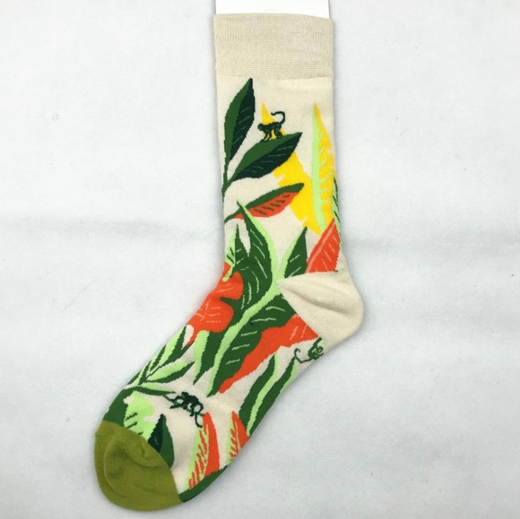 Mid tube ladies cotton cartoon socks jacquard socks
