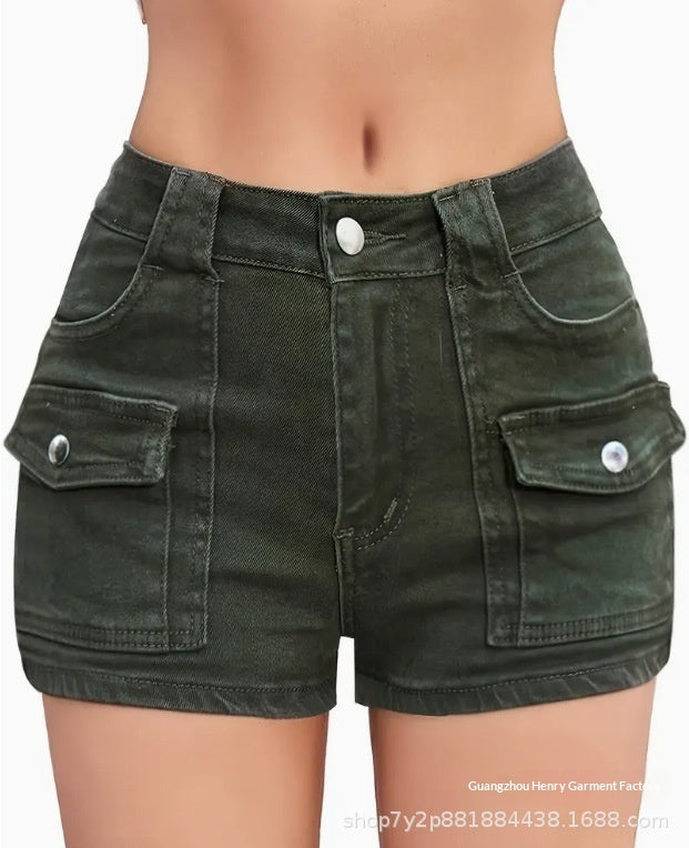 Women's Stretchy Multi-Pocket Denim Shorts
