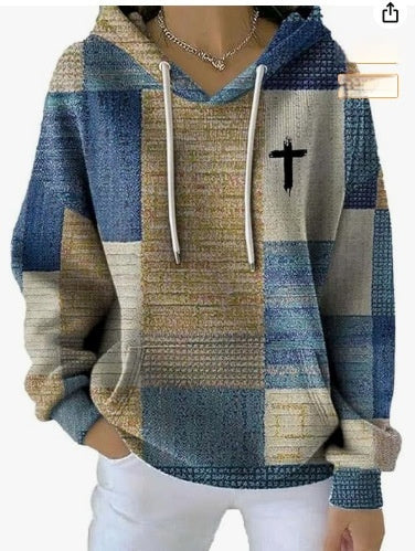 Stylish Casual Womens Hoodie With A Classic Plaid Design